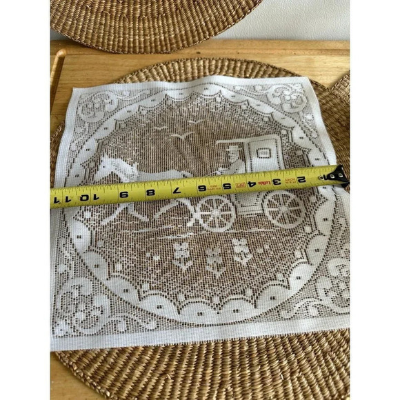 Vintage Table topper lace woven Amish buggie fabric - Picture 4 of 6